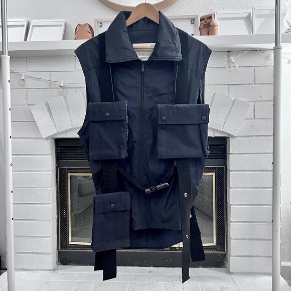 A-Cold-Wall* Collared Utility Vest Deep Navy Multiple Pockets - Picture 1 of 12